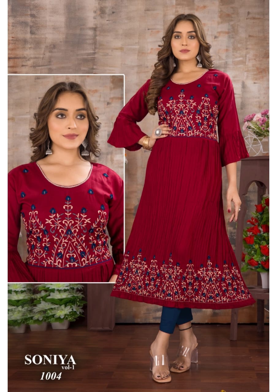 Soniya Vol 01 Fancy Wear Wholesale Anarkali Kurti Catalog
